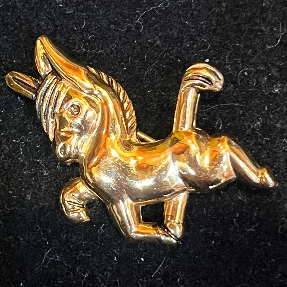 Vintage AJC Gold Tone Kicking Donkey Brooch - Whimsical Mid-Century Figural Pin